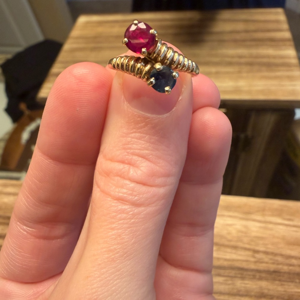 Sapphire and ruby ring - Picture 3 of 6